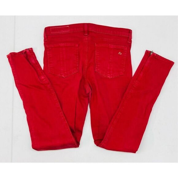 Rag & Bone Skinny Zipper Leg Red Jeans women’s size 28 - Picture 2 of 11